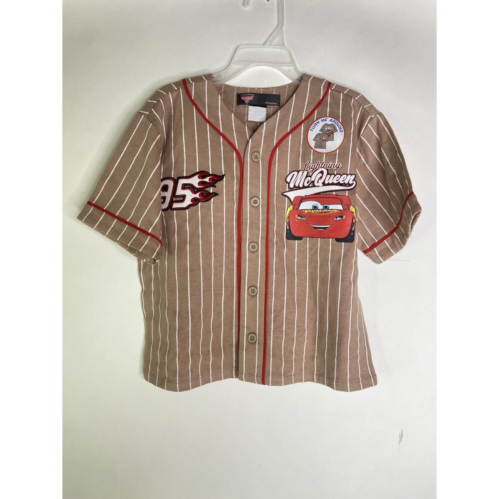 Disney Pixar Cars Lightning McQueen Double Sided Baseball Jersey T-Shirt Boys 3T